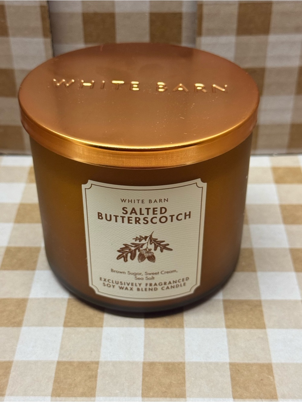NEW B&BW White Barn Salted Butterscotch 3 wick candle - Picture 2 of 3